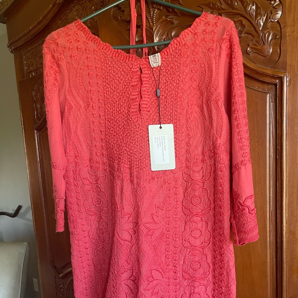 Yoana Baraschi, coral medium dress with slip.